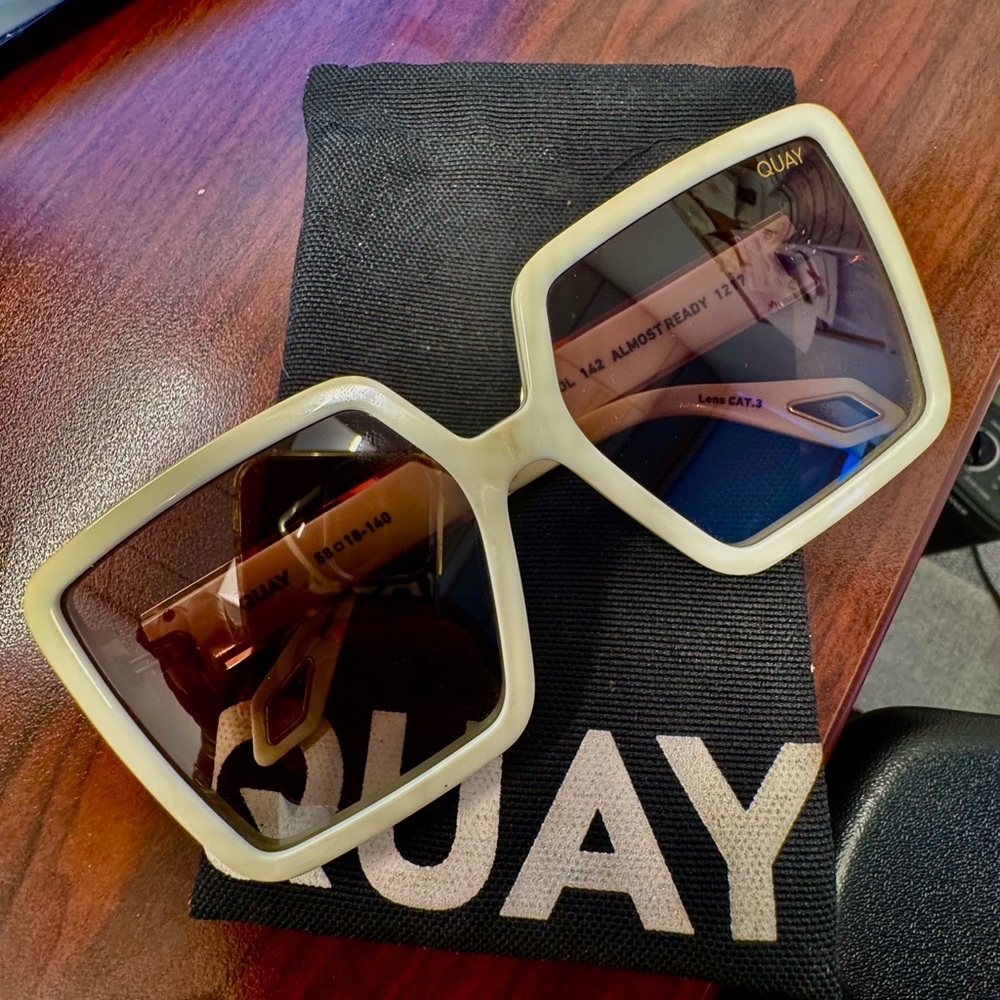 Quay Australia Cream Square Sunglasses